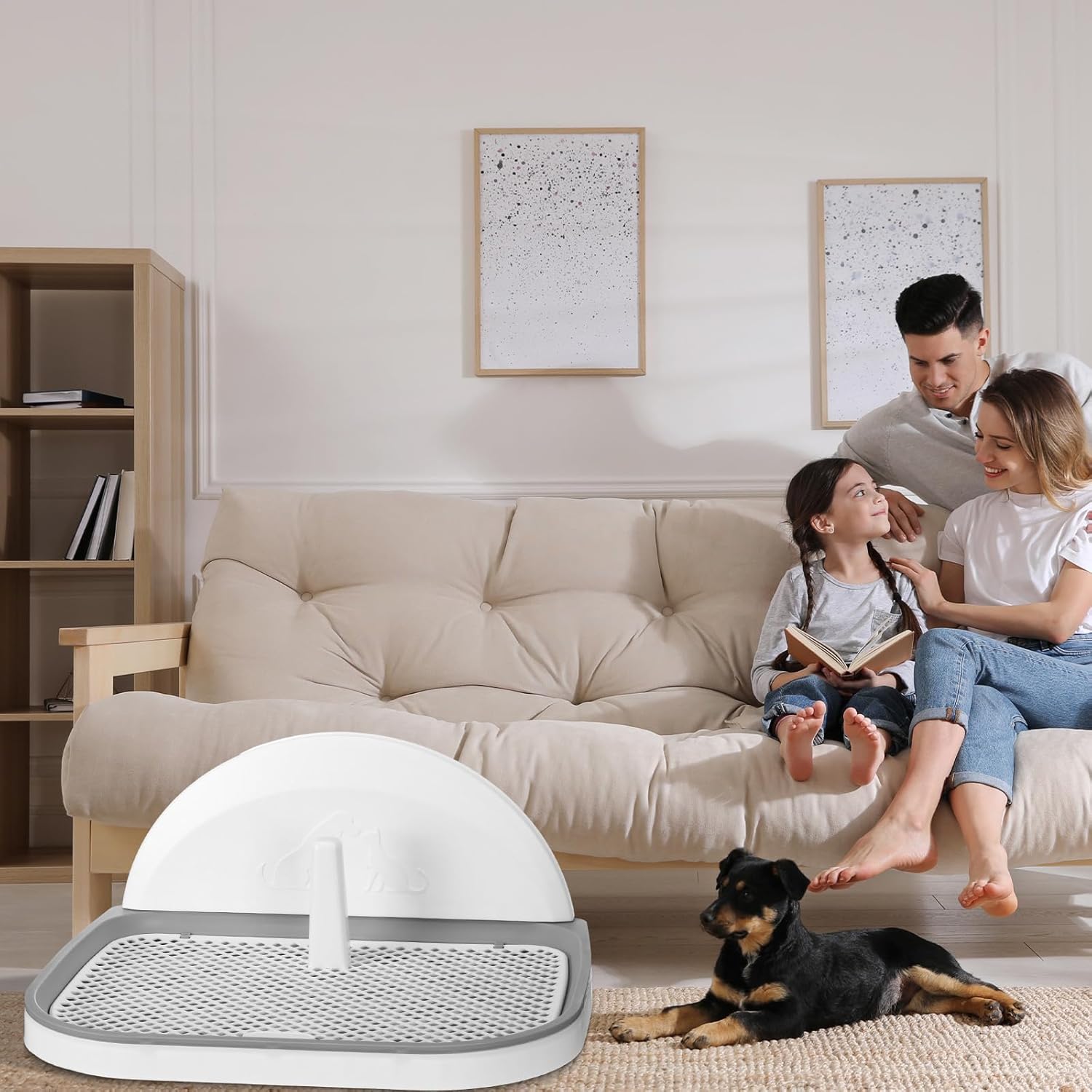 Ziliny Bandeja de entrenamiento para perros con columna de pared portátil, soporte para orinal para entrenamiento de perros, 2 unidades, bandeja de