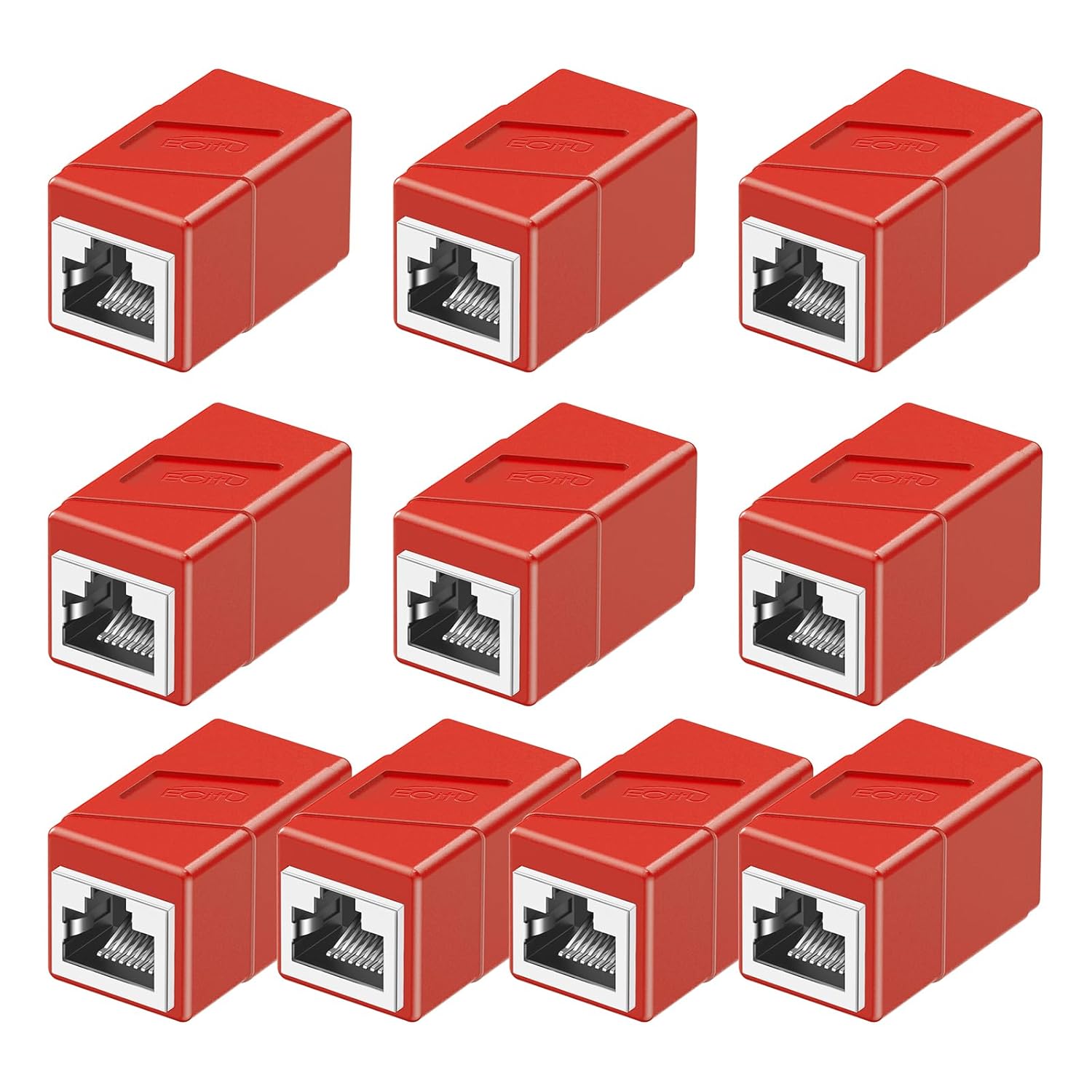 Acoplador RJ45, paquete de 10 adaptadores Ethernet hembra a hembra, adaptador extensor de cable Ethernet, modular recto de 8 pines, conectores de