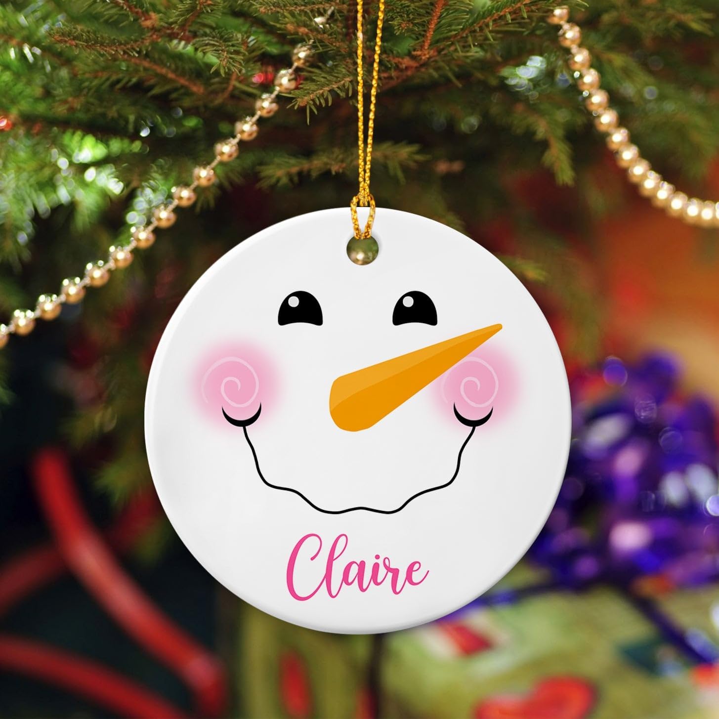 Adorno de Navidad con cara de muñeco de nieve, linda cara de muñeco de nieve, árbol de Navidad, regalo de recuerdo para bebé, niño y niña, adorno de