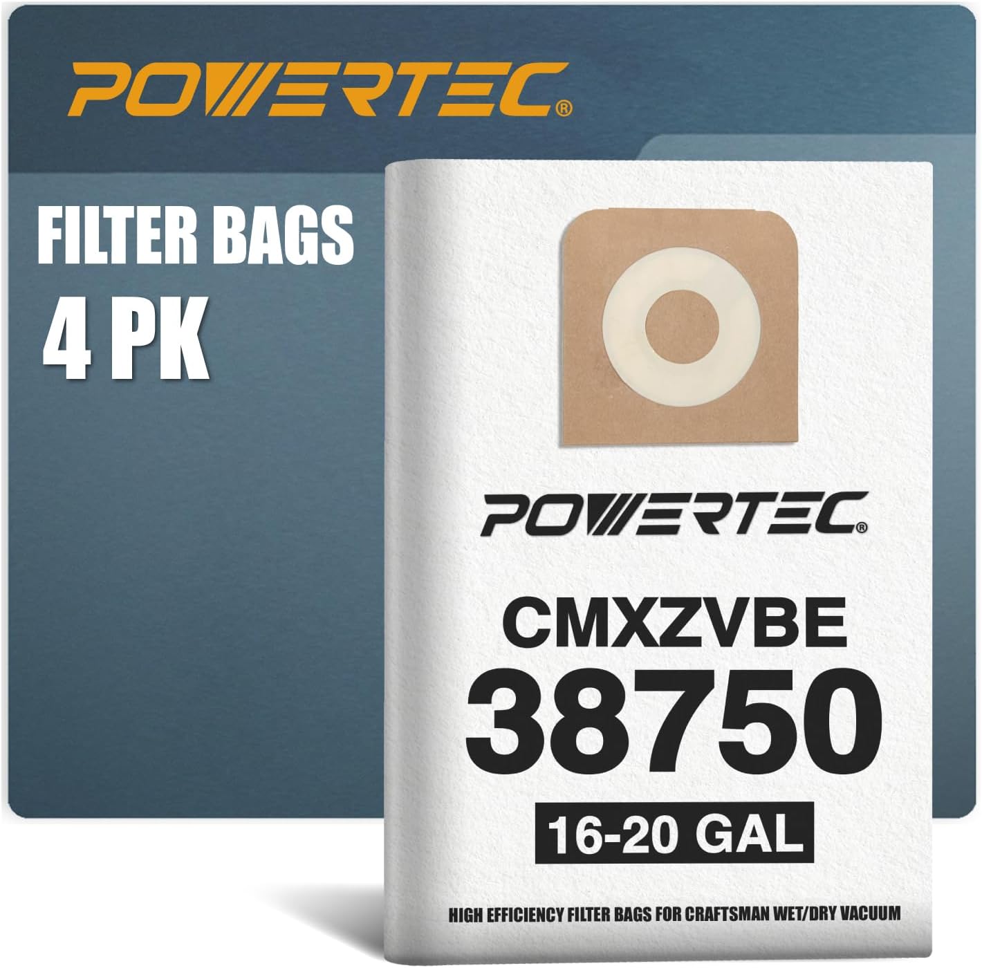 POWERTEC 75069-P2 – Paquete de 4 aspiradoras Craftsman de 16 a 20 galones, repuesto para #CMXZVBE38750