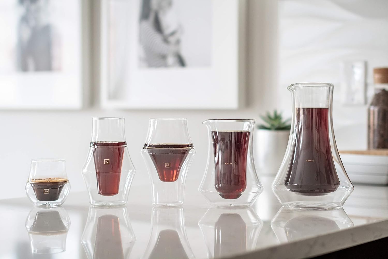 EQ Excite – Vasos de café transparentes de doble pared hechos a mano, 5.1 fl oz (paquete de 2)