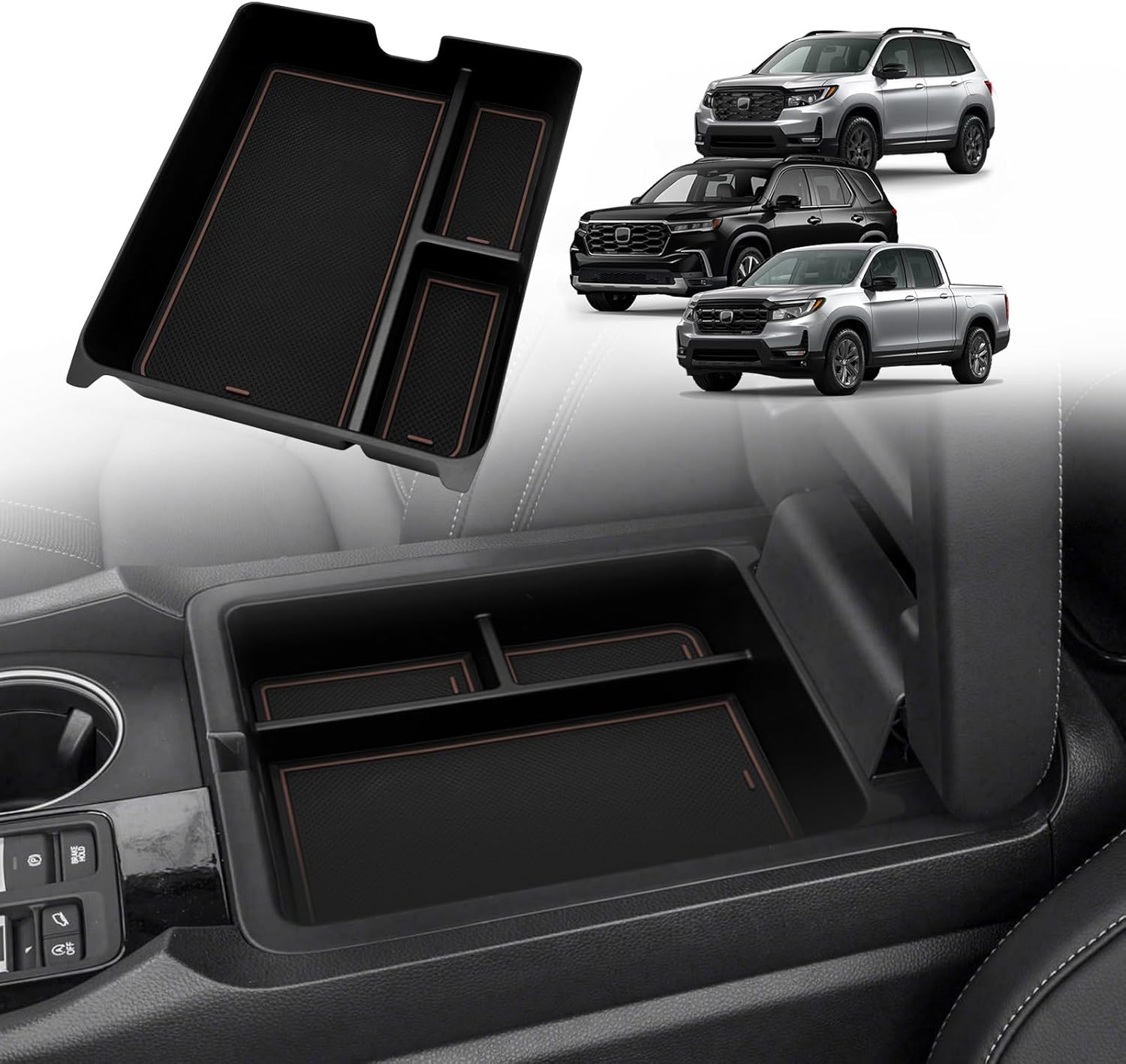 Organizador de consola central para Pilot 2024 2023, caja de almacenamiento para reposabrazos, bandeja de inserción, accesorios compatibles con