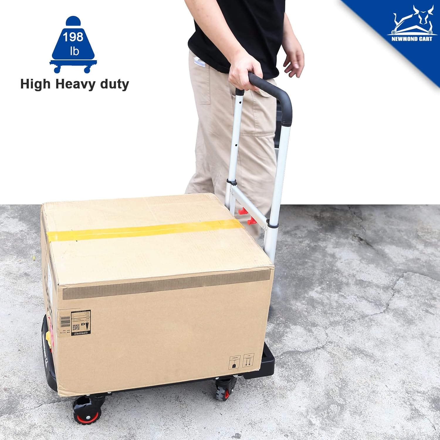Carrito plegable de mano de plataforma, carrito móvil, plegable para un fácil almacenamiento y ruedas giratorias de 360 grados de bajo ruido con