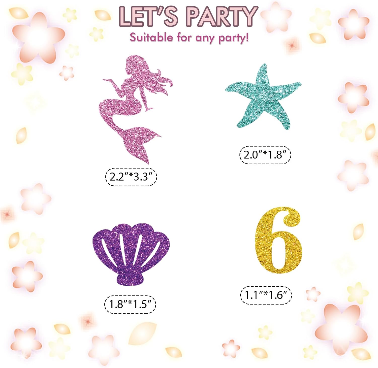24 decoraciones de sirena para cupcakes de 6 cumpleaños, decoración de 6 magdalenas de sirena con purpurina rosa y dorada, decoración de pastel de