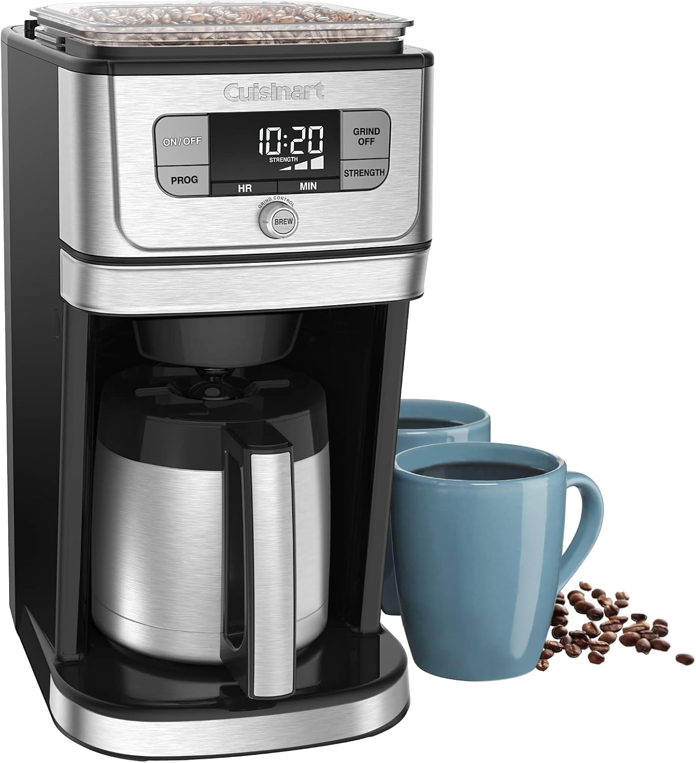Cuisinart DGB850 – Cafetera térmica para moler y preparar rebabas totalmente automática (10 tazas) con paquete de recipiente de café de acero
