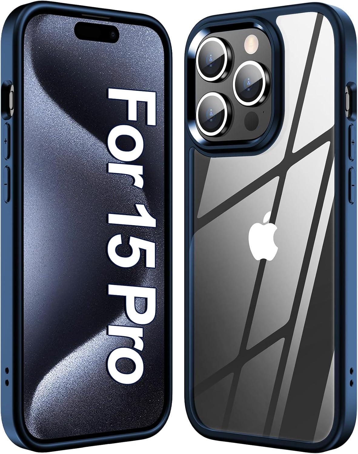 MOZOTER Funda transparente para iPhone 15 Pro, antiamarilleo, protección contra caídas de grado militar, a prueba de golpes, funda delgada para