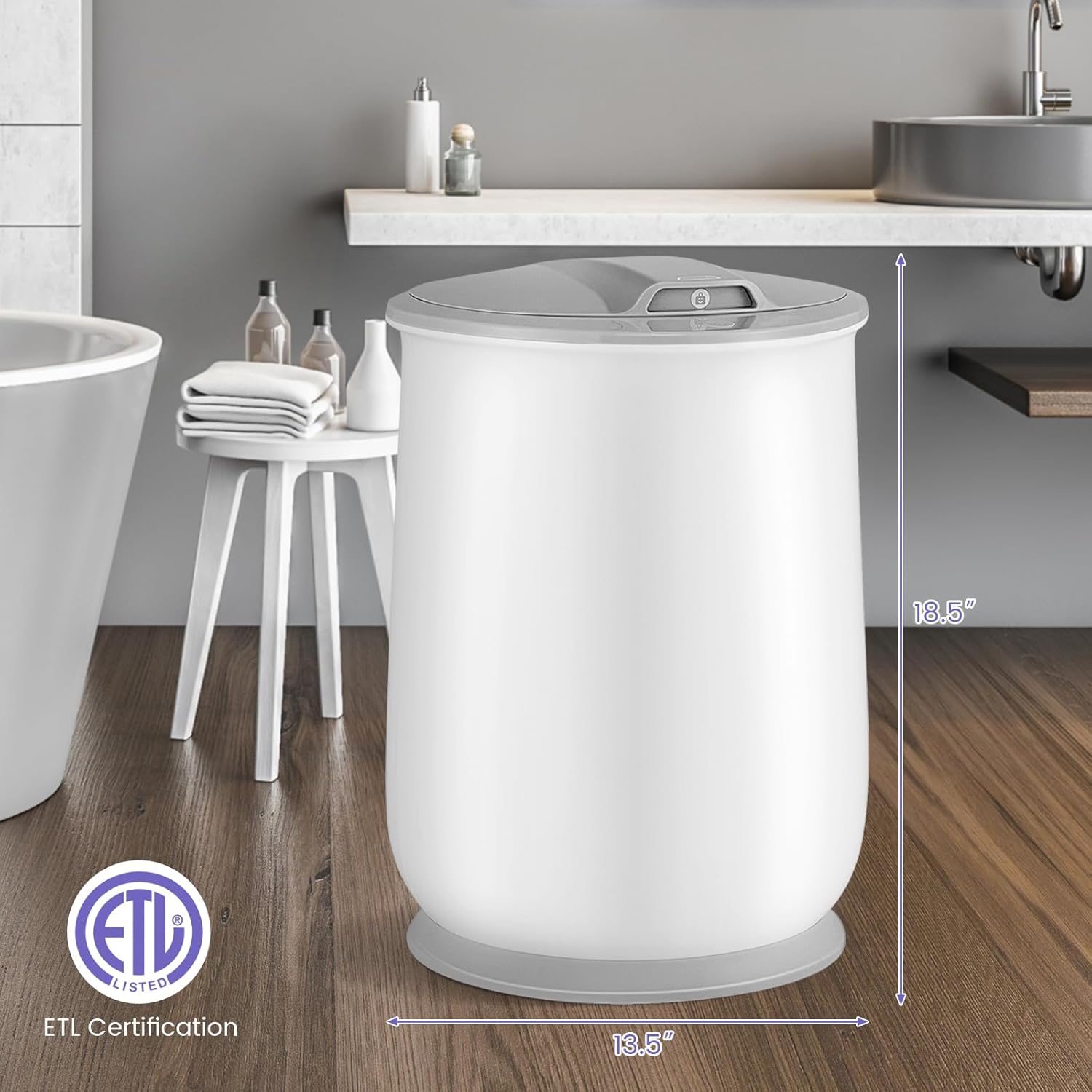 Tangkula Cubo calentador de toallas para baño, barril calentador de toallas con tapa abatible de 21 litros con bloqueo de seguridad, apagado