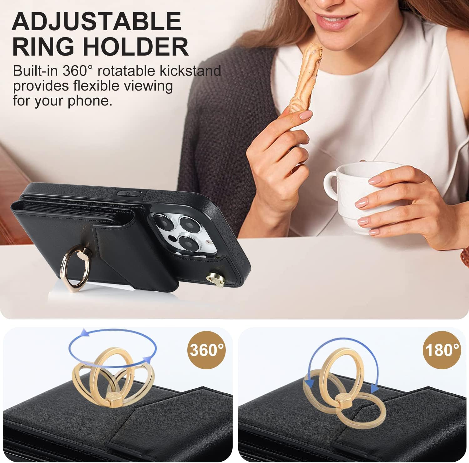 Asuwish Compatible con iPhone 15 Pro Max de 6.7 pulgadas, protector de pantalla y anillo de bloqueo RFID, funda para teléfono celular para