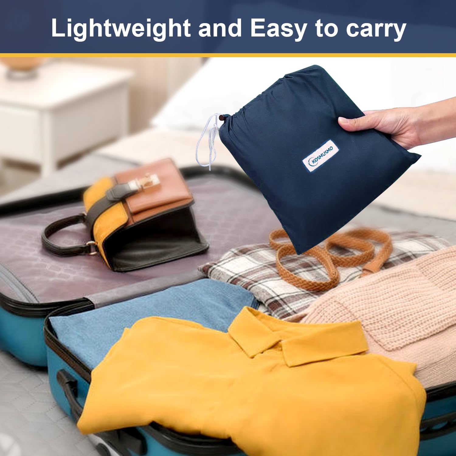 KOMUSMO – Forro para saco de dormir con cremallera, saco de dormir ligero de viaje, portátil, compacto, para campamento, longitud completa y 4