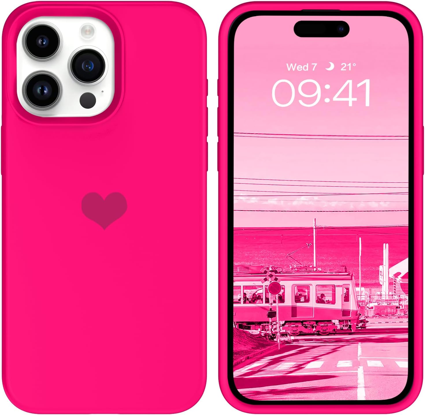 BENTOBEN Funda compatible con iPhone 15 Pro, ajuste delgado, bonito diseño de corazón, silicona suave, goma de gel, a prueba de golpes, forro de
