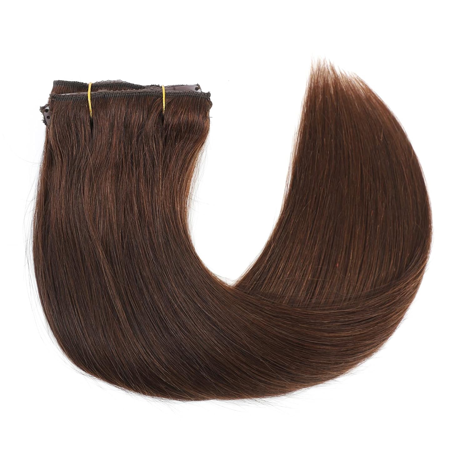 QueenYoung Extensiones de cabello humano real con broches, 9 unidades, 4.33 oz, extensiones de cabello humano liso natural y suave, extensiones de
