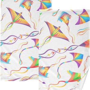 ZOEO Juego de 2 toallas de mano de baño coloridas de cometas, toallas absorbentes de algodón suave y transpirable, para baño, cocina, hotel, spa, ZOEO Juego de 2 toallas de mano de baño coloridas de cometas, toallas absorbentes de algodón suave y transpirable, para baño, cocina, hotel, spa,