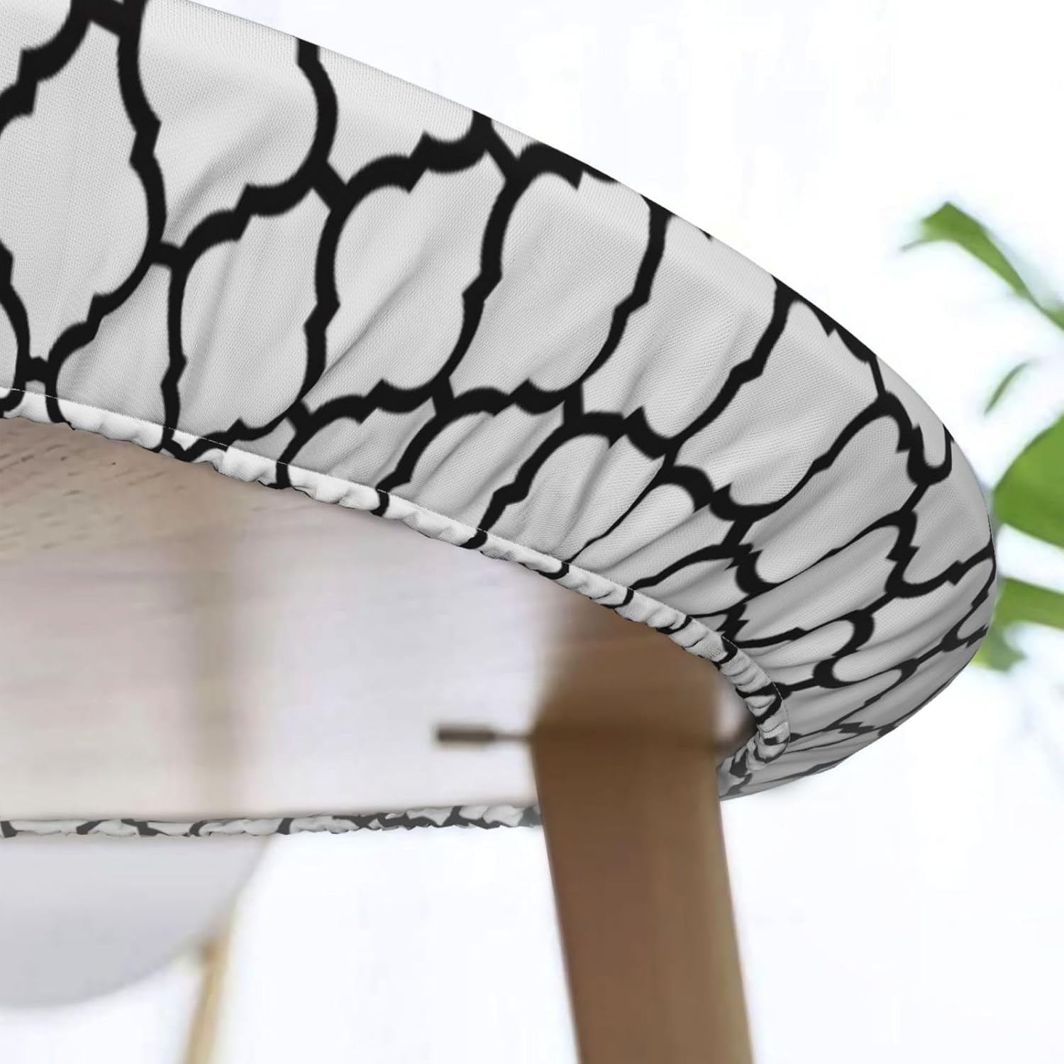 Mantel redondo impermeable de vinilo, ajustable con borde elástico, de plástico, para fiestas, Navidad, exteriores, interiores, color blanco y