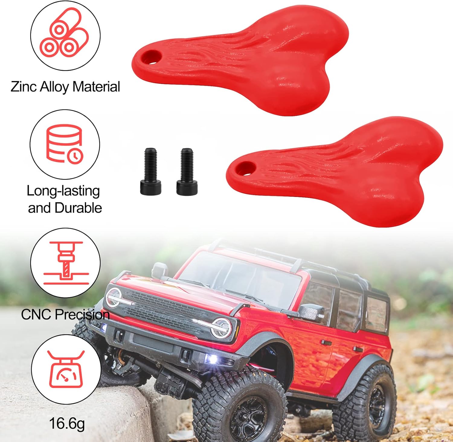 OGRC – 2 bolas colgantes para camión, tuercas de parachoques de 0.63 onzas, contrapeso para TRX4M SCX24 118 124 RC Crawler Car (rojo)