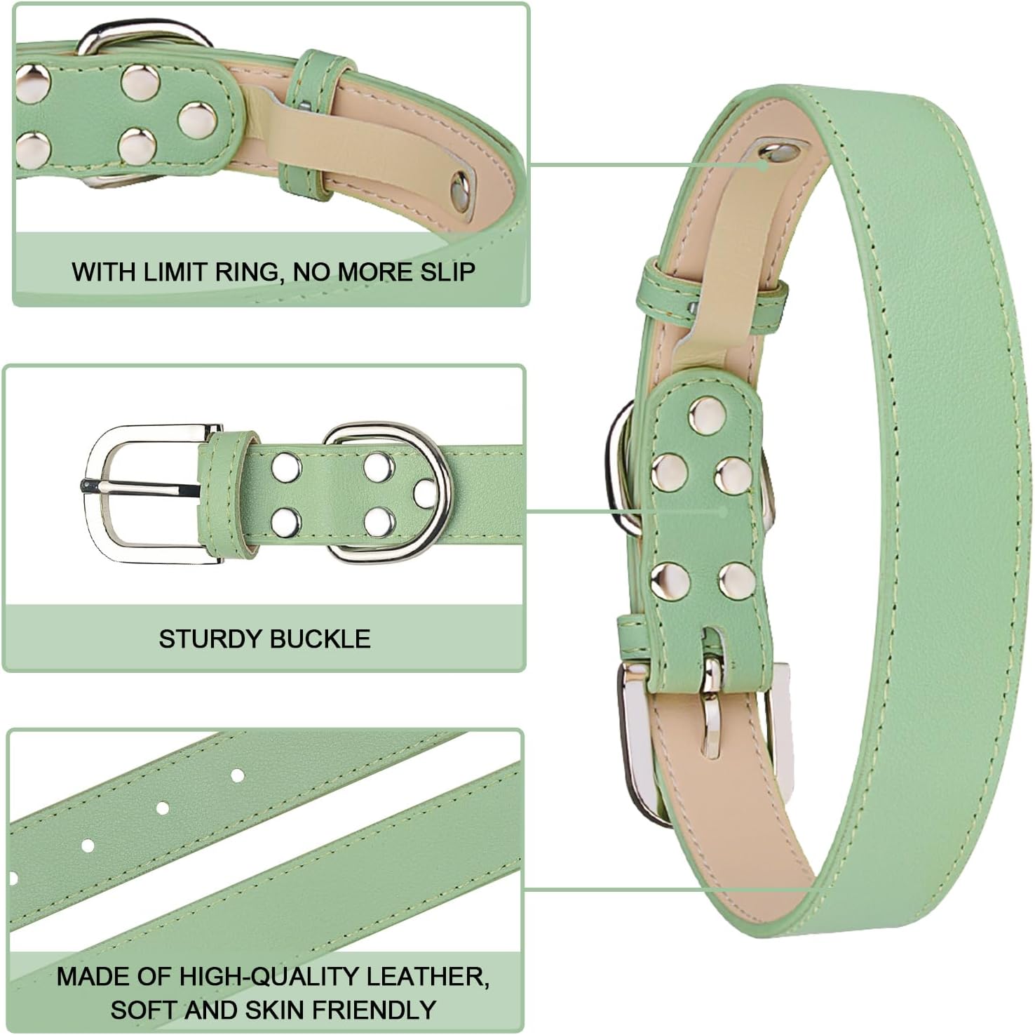Collar de cuero para perro pequeño, mediano y grande, ajustable, impermeable, con hebilla de aleación, resistente para cachorros y gatitos