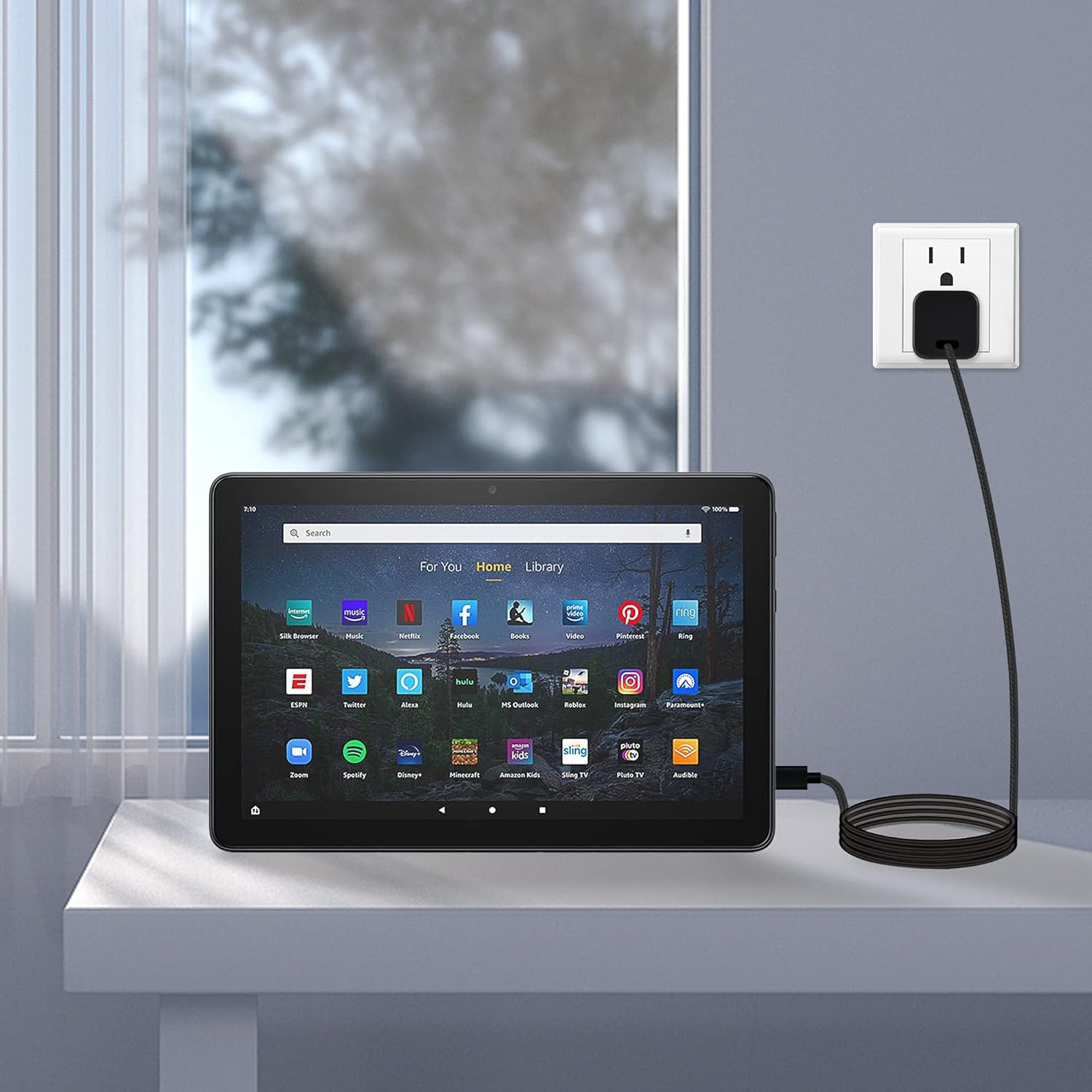 Hecho para Tienda, cargador de 15 W para tablet Fire (9-12 generación) de carga rápida con cable tipo C de 6.6 pies para Fire HD 8 10 (PlusKidsKids