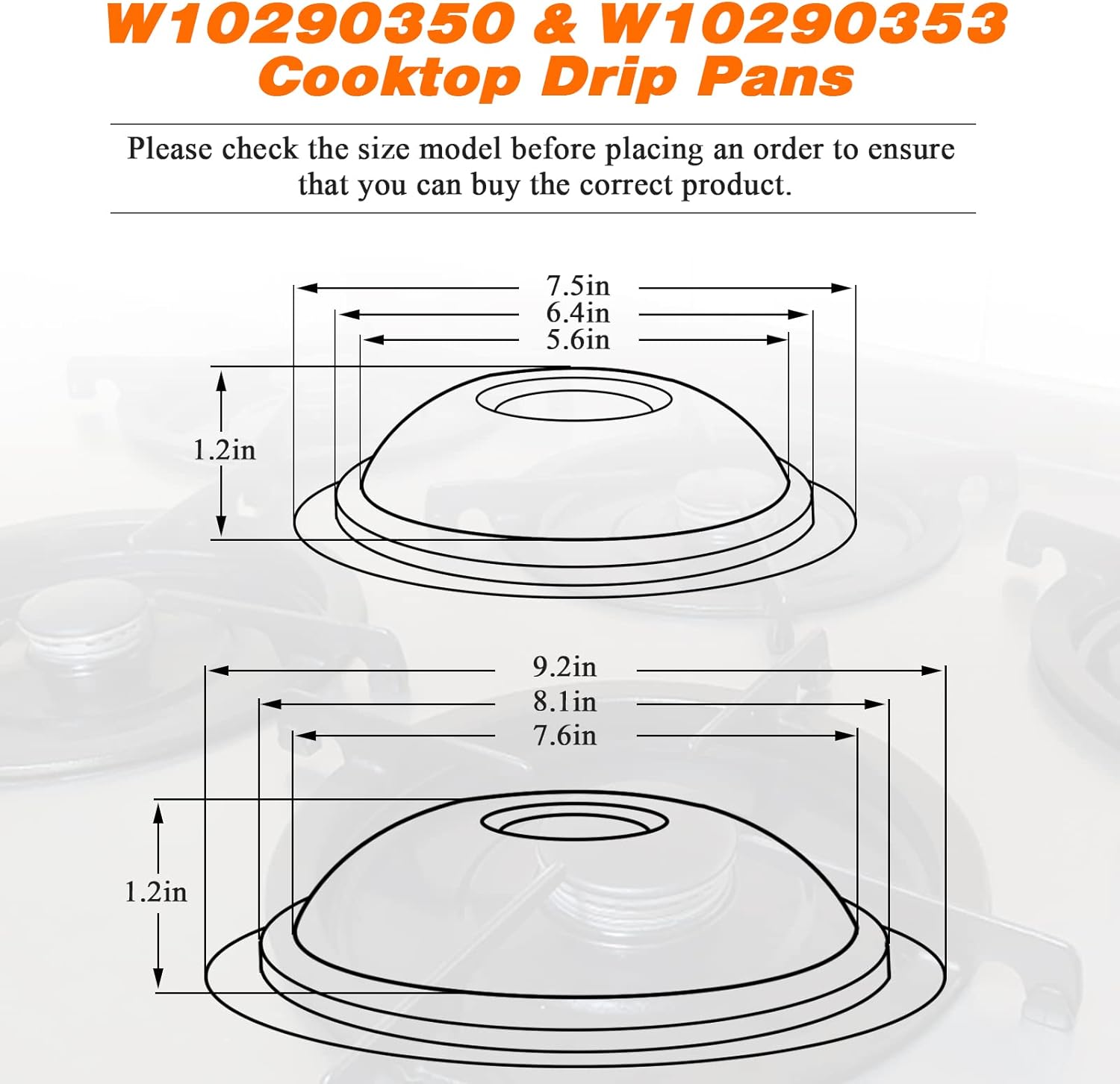 Blutoget W10290350 W10290353 – Recipientes de goteo para quemador de porcelana y sartenes de goteo WB31M19 WB31M20 de repuesto  Compatible con