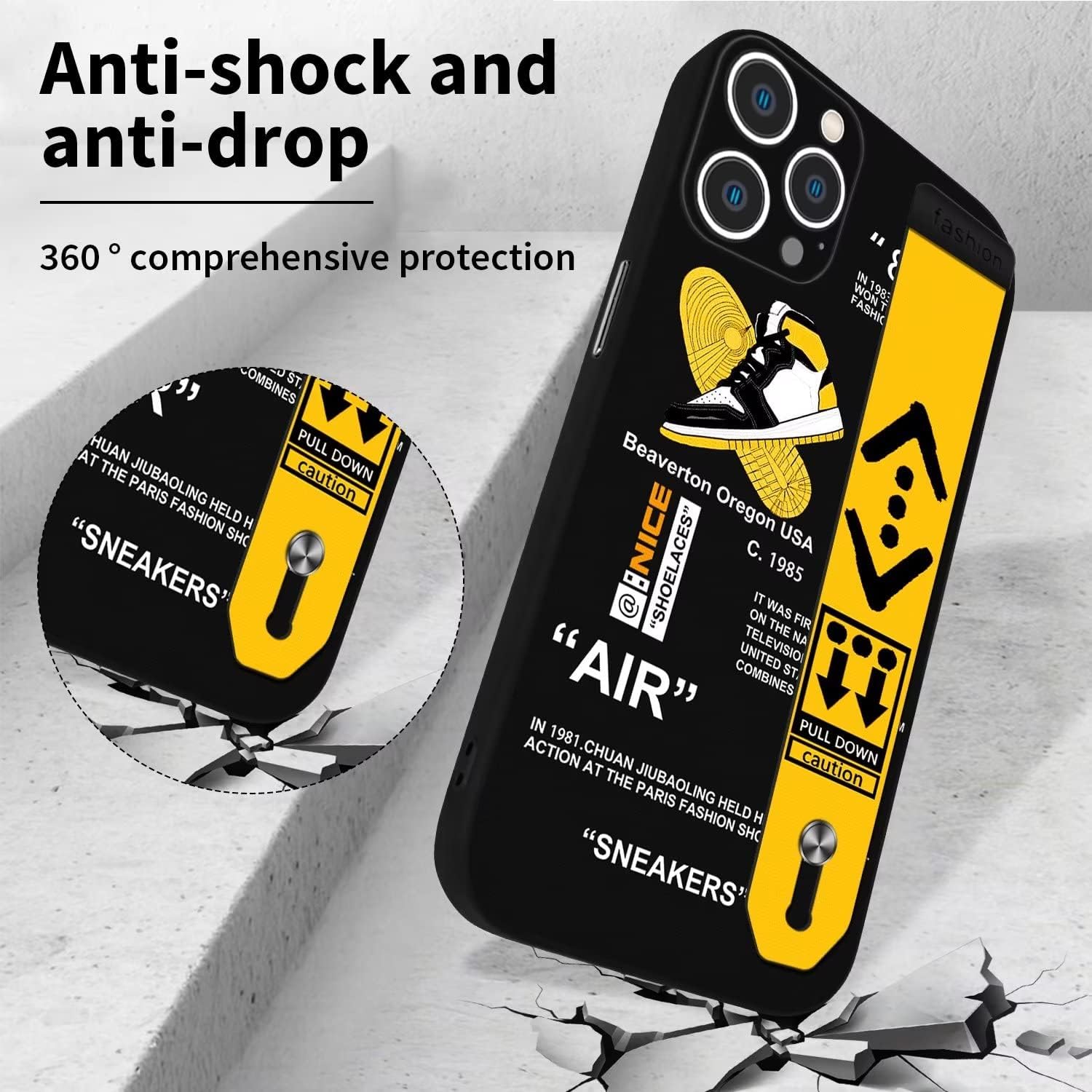 STORYBOX Funda protectora para iPhone 12 Pro Max Cool para niños, zapatos deportivos, estilo de marca, diseño con función atril y diseño moderno de