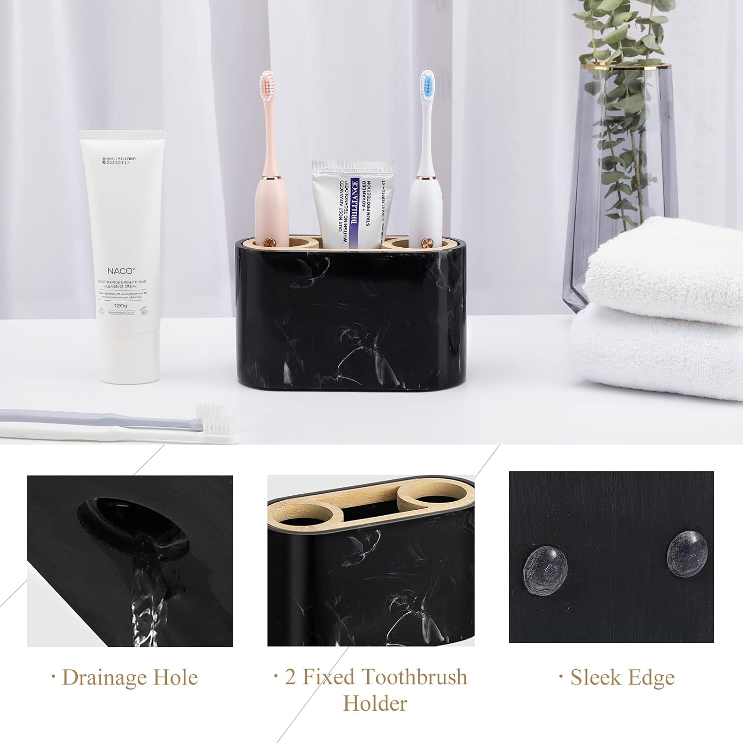 Shinowa Soporte para cepillos de dientes, organizador de cepillos de dientes premium, organizador de almacenamiento de baño para cepillo de dientes