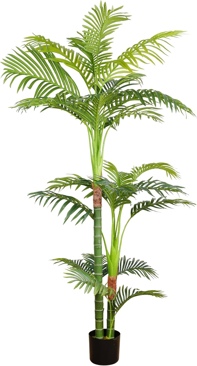 Verel Plantas artificiales de 5 pies para exteriores, palmeras artificiales de areca altas y grandes para decoración interior del hogar, palmera