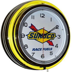 Sunoco Race Fuels – Reloj publicitario de neón doble amarillo de 18 pulgadas, para garaje, cueva, taller, decoración (plástico) Sunoco Race Fuels – Reloj publicitario de neón doble amarillo de 18 pulgadas, para garaje, cueva, taller, decoración (plástico)
