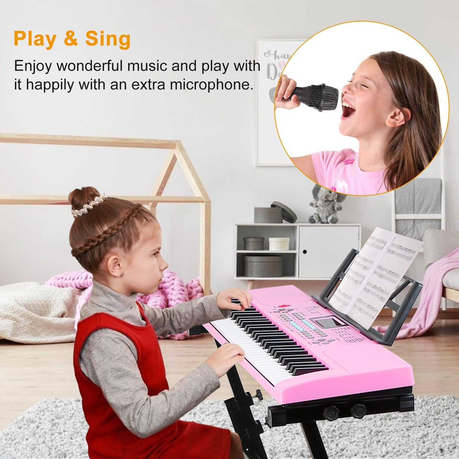 Teclado de piano, teclado de piano electrónico, 61 teclas con micrófono, teclado de música digital, instrumento de piano, teclado de aprendizaje con