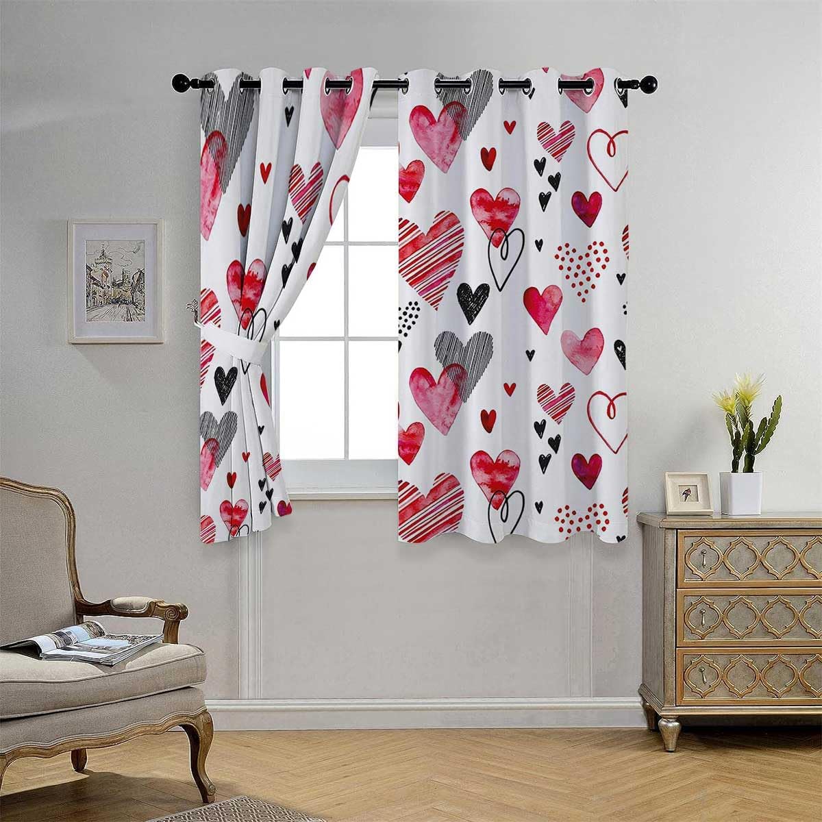 YANFENQI Cortina para Dividir Habitacion – Cortinas de puerta de San Valentín, tela acústica de 55 pulgadas de ancho por 45 pulgadas de largo, 2