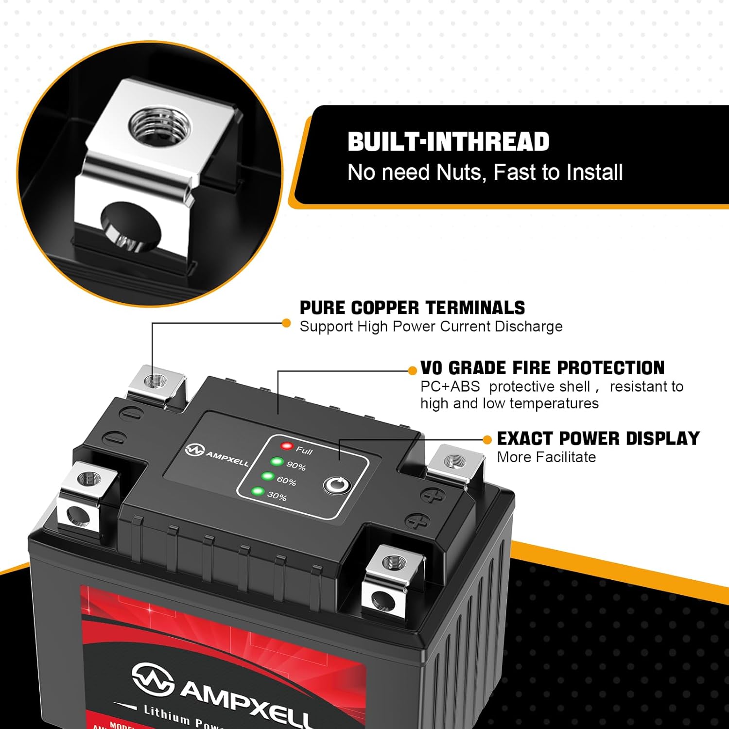 YTX4L-BSYTX5L-BS – Batería de litio para motocicleta de 12 V, 150 A, 2.5 Ah, repuesto YTZ5S Powersport batería, motocicleta, ATV, UTV, scooter, 4