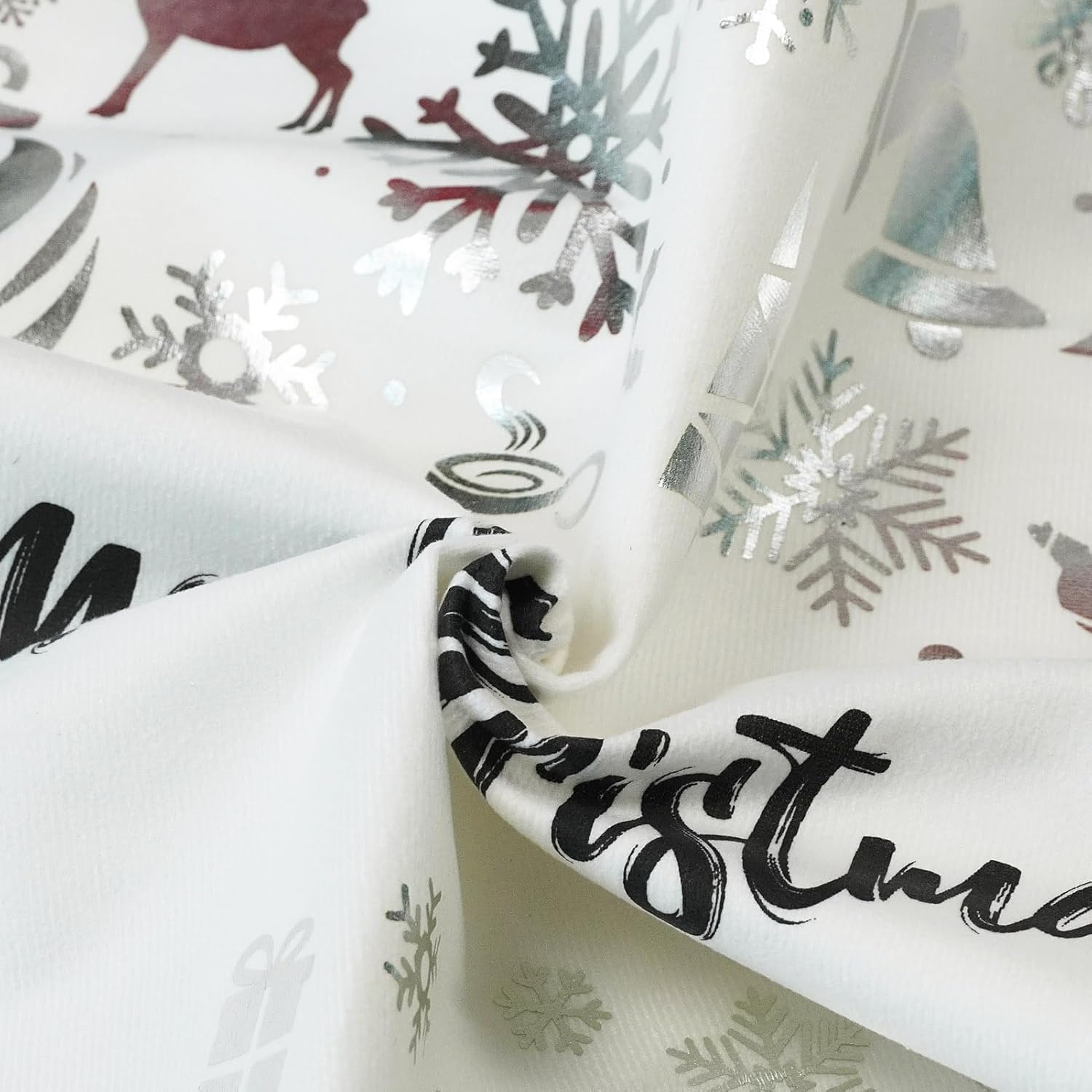 Juego de 2 fundas de almohada decorativas de Navidad de 12 x 20 pulgadas, color blanco y plateado, decoración de invierno, adornos de árboles de
