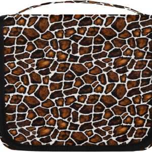 Neceser vintage de piel de jirafa para mujer, organizador de maquillaje de viaje con gancho para colgar, bolsas de cosméticos de viaje para Neceser vintage de piel de jirafa para mujer, organizador de maquillaje de viaje con gancho para colgar, bolsas de cosméticos de viaje para