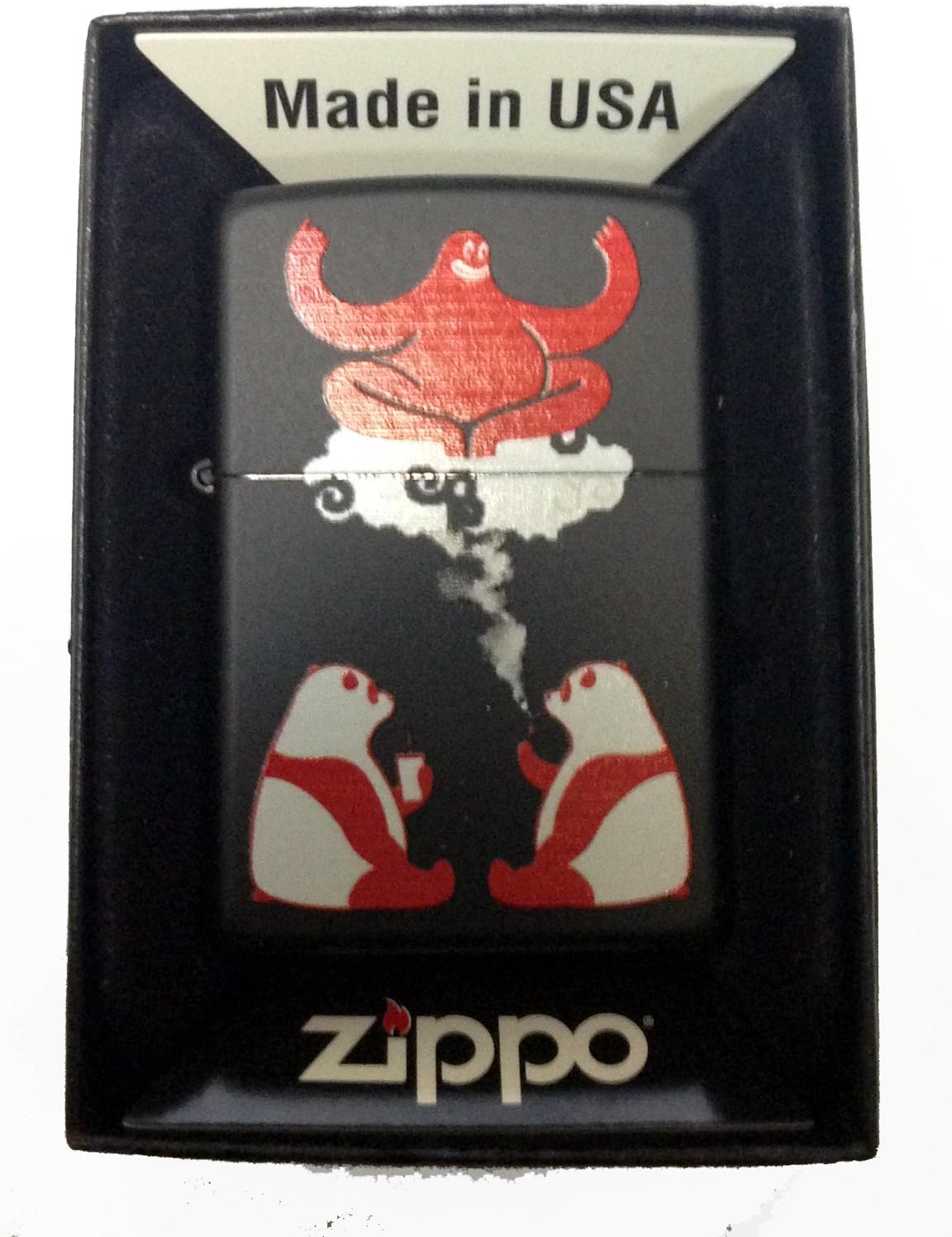 Zippo Encendedor personalizado lindos osos panda alucinantes para fumar y beber hierba con mágico genio rojo negro mate raro