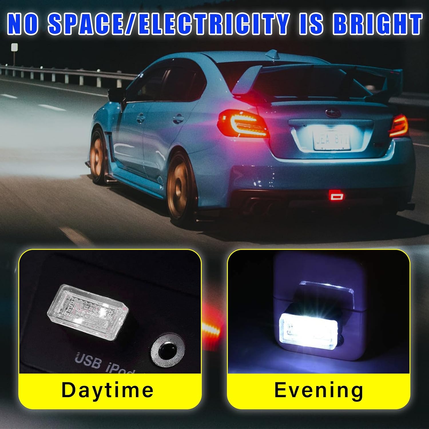Augeny 4 lámparas LED USB para el interior del automóvil, luz nocturna de decoración USB enchufable, kit de iluminación ambiental portátil para