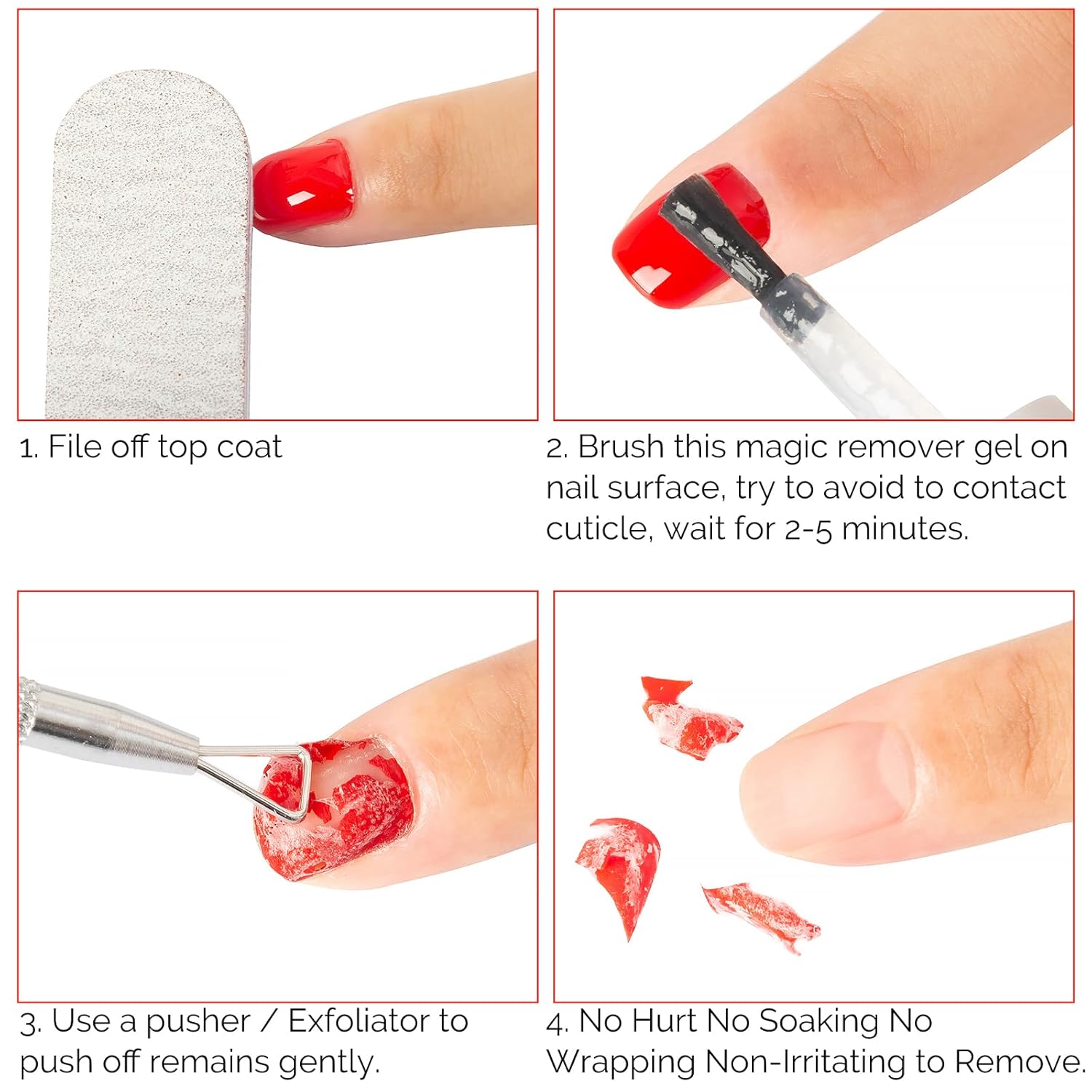 Brillerus Removedor de esmalte de uñas de gel rápido, gel mágico, fácil y rápido de eliminación de gel de burbujas de 2 a 5 minutos, sin daño, sin