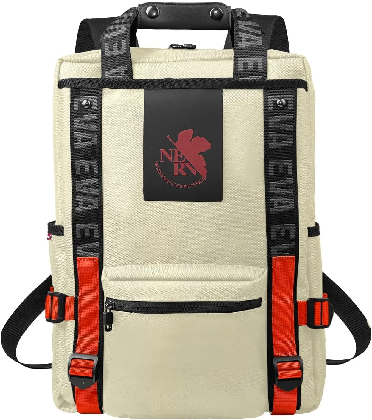 FIREFIRST Evangelion – Mochila para hombre y mujer, mochila para laptop de 15.6 pulgadas, mochila de viaje y ocio, Beige, Saco Ruck con etiqueta de