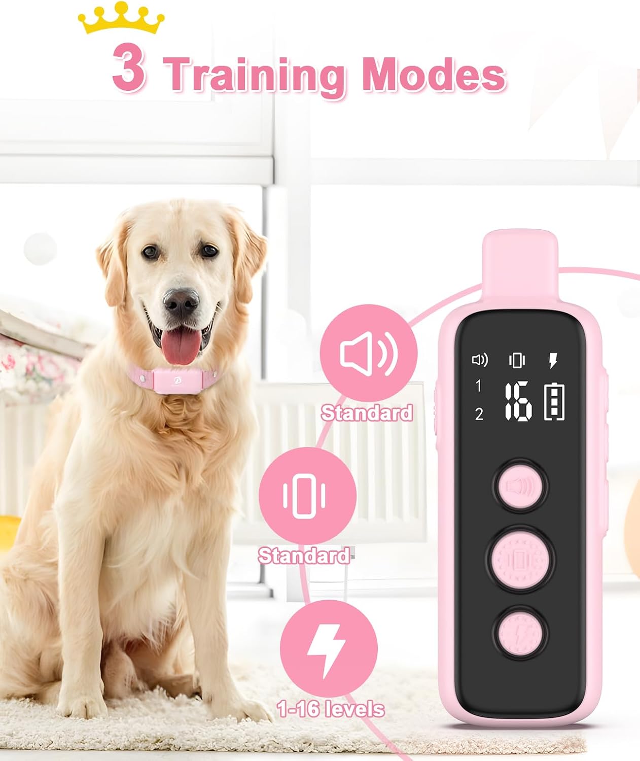 Bousnic Collar de choque para perros  Collar de entrenamiento eléctrico impermeable recargable con control remoto para perros pequeños, medianos y