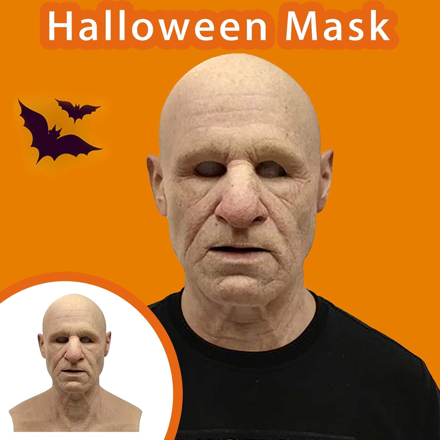 Máscara de Halloween, máscara de monstruo vampiro, máscara facial espeluznante de Halloween, máscara de látex de anciano, disfraz de fiesta de