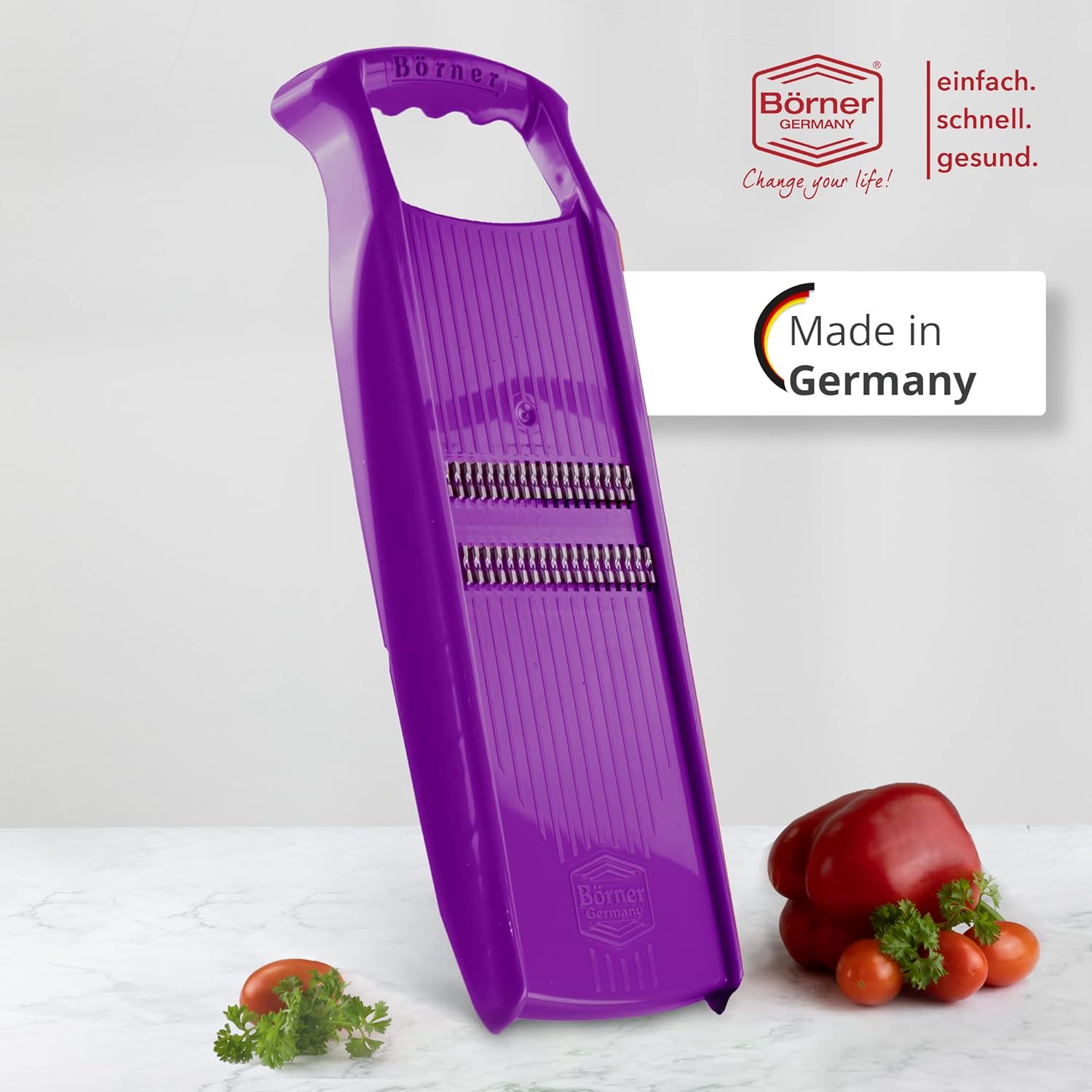 Börner Roko PowerLine Julienne Mandoline  Cortador de tiras para frutas y verduras  Cortador de juliana para tiras finas  Máquina de fideos