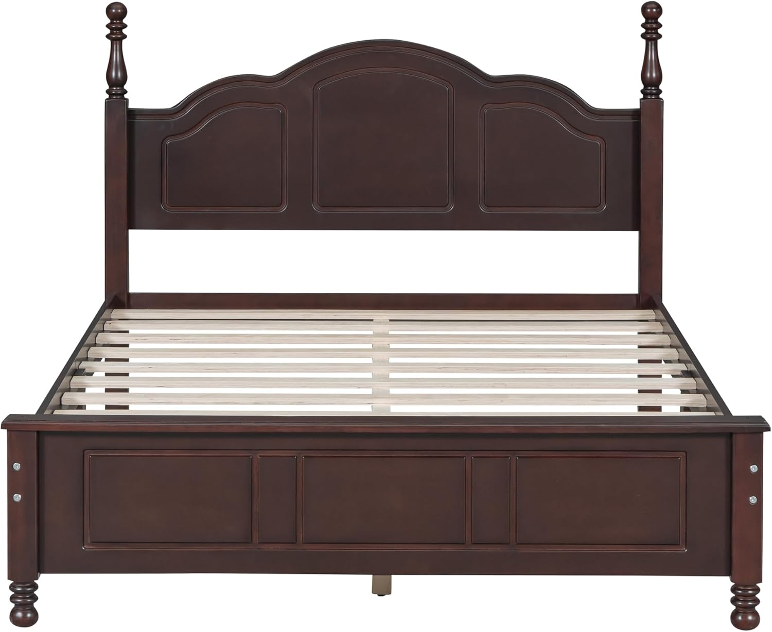 SOFTSEA Moderno marco de cama matrimonial con cabecero alto y estribo de madera