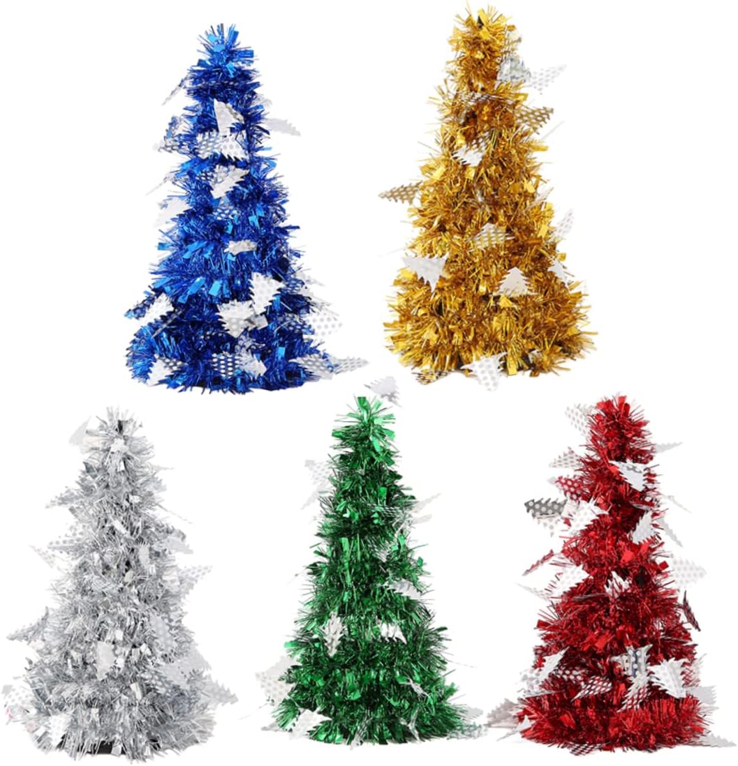 Árbol de Navidad metálico, 5 piezas, árbol de cedro artificial, centros de mesa, árboles de sisal, árbol de Navidad en miniatura, escritorio,