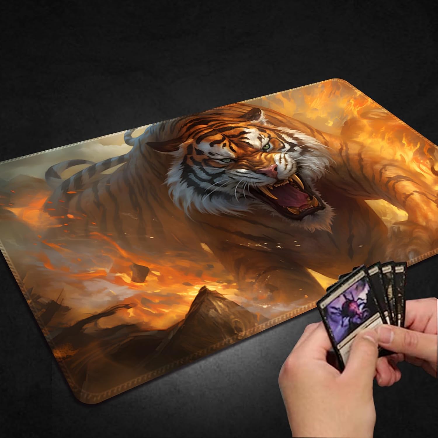 Tapete de juego para MTG, con bolsas de almacenamiento gratis, tapete de juego de 24 x 14 pulgadas, TCG y tapete de juego de mesa para tarjetas,