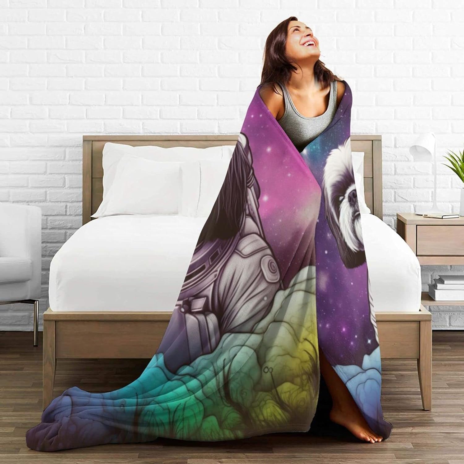 Shih Tzu – Manta de cielo estrellado, ultra suave, ligera, antifrisado, acogedora manta de forro polar para todas las estaciones, dormitorio, sala