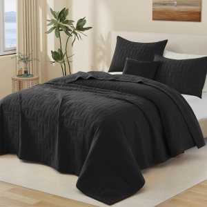 Juego de edredón negro tamaño Queen, juego de ropa de cama ligero de verano delgado, juego de edredón y colcha de microfibra suave para todas las Juego de edredón negro tamaño Queen, juego de ropa de cama ligero de verano delgado, juego de edredón y colcha de microfibra suave para todas las
