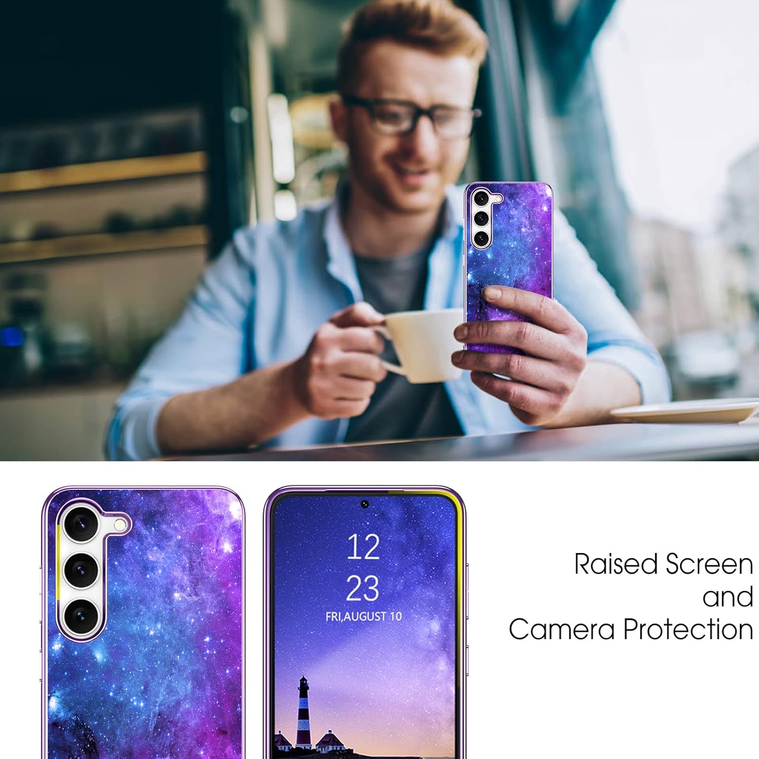 GUAGUA Funda compatible con Samsung Galaxy S23 de 6.1 pulgadas, que brilla en la oscuridad, nebulosa espacial, luminosa, delgada, a prueba de