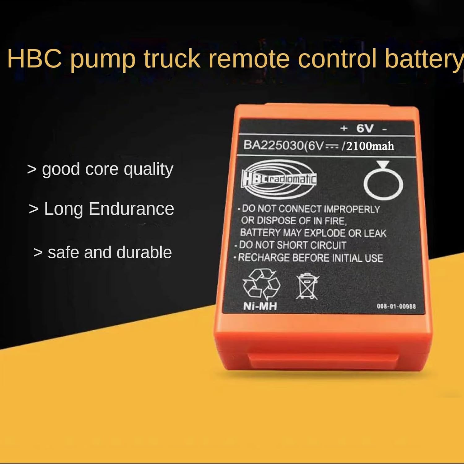 BAOBUTE BA225030 BA225030 6V 2100mAh Batería recargable HBC Radiomatic Battery BA225030 para grúa HBC Control remoto Bomba Batería de camión