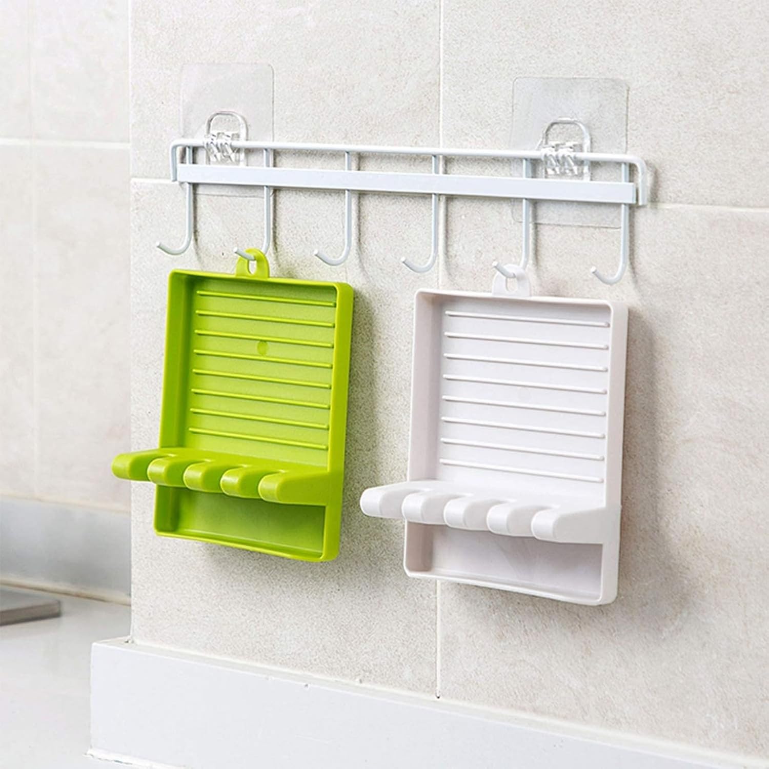 Soporte para cucharas, utensilios de cocina y cuchara de plástico con almohadilla de goteo profunda y soporte para tapa de olla, sin BPA y