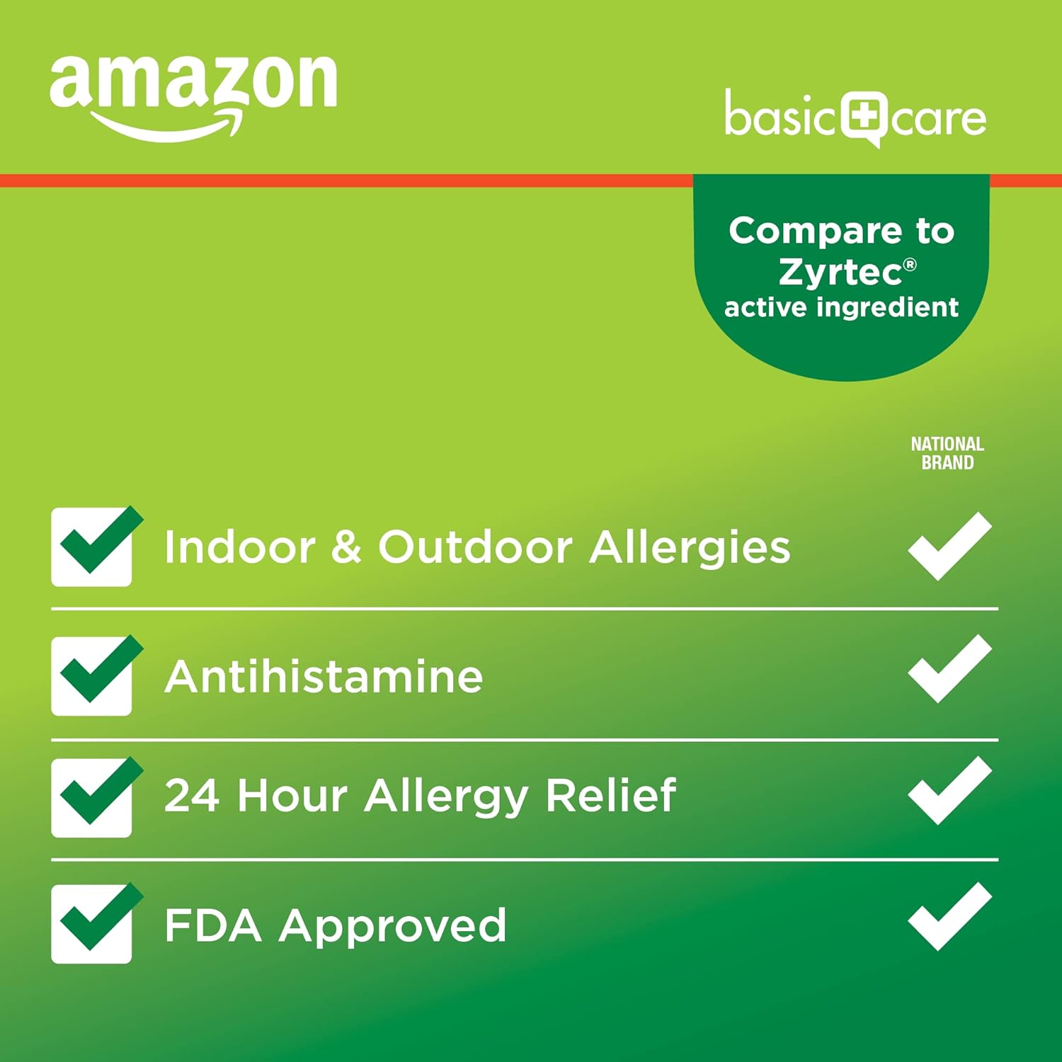 Tienda Basic Care – Pastillas All Day Allergy de 10 mg de diclorhidrato de cetirizina, antihistamínico, 90 comprimidos