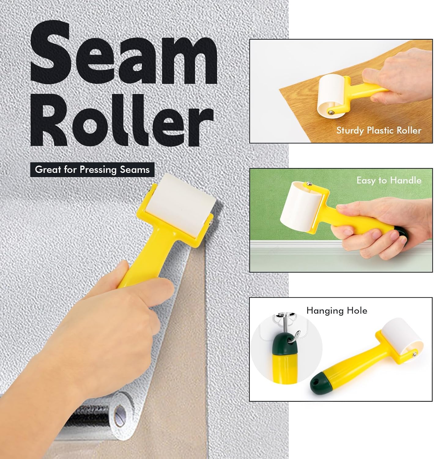 FOSHIO Kit de herramientas de papel tapiz profesional, que incluye cepillo alisador de papel tapiz, rodillo de costura, cepillo de pasta,