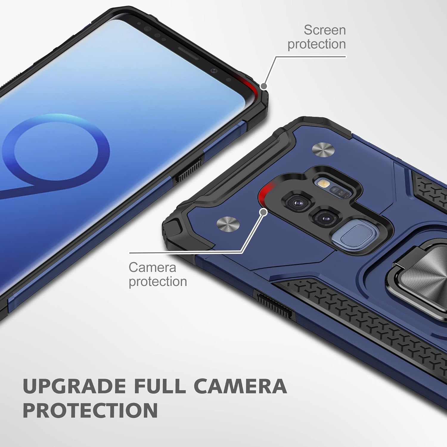AYMECL Funda para Samsung Galaxy S9 Plus con protector de pantalla de TPU flexible autorreparable 2 unidades, grado militar doble a prueba de golpes