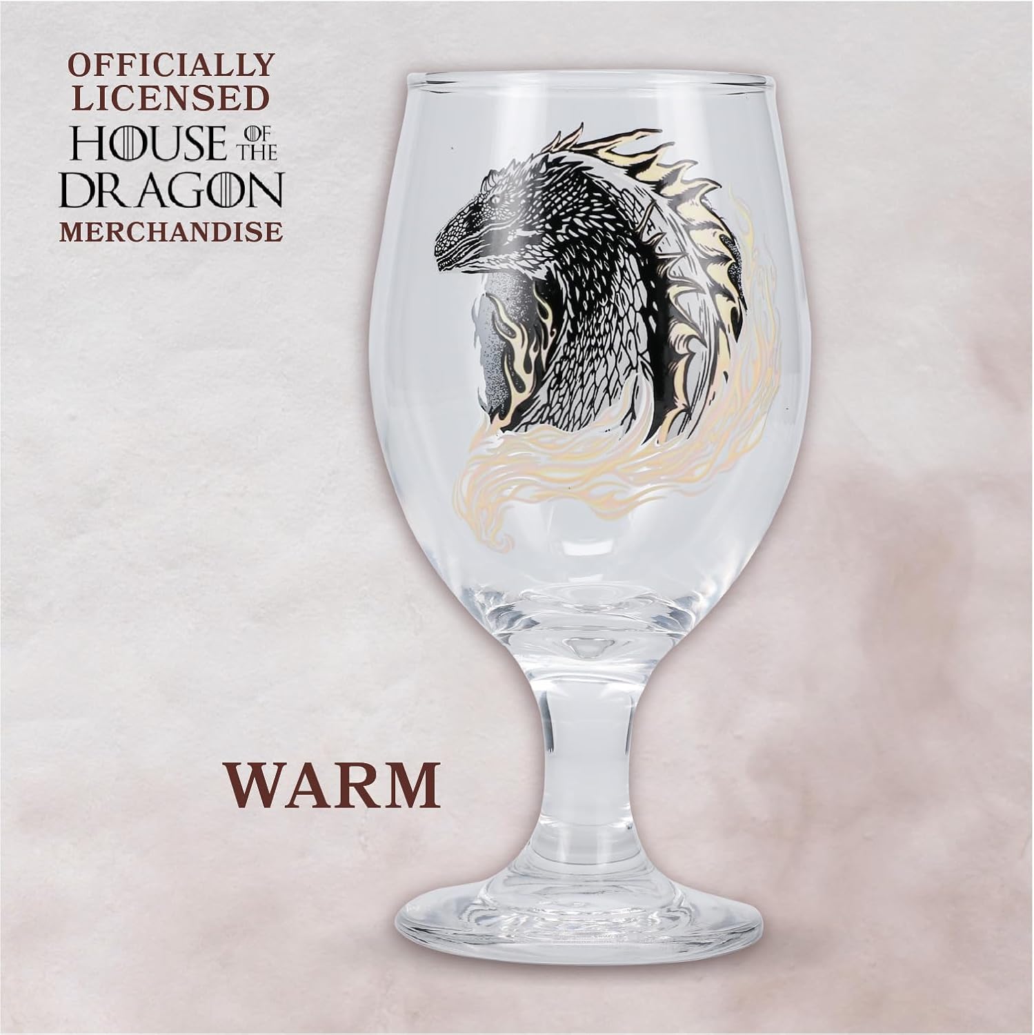 Paladone House Of The Dragon – Copa de cristal que cambia de color (10.2 onzas líquidas), mercancía y regalo de Juego de Tronos, novedad medieval de