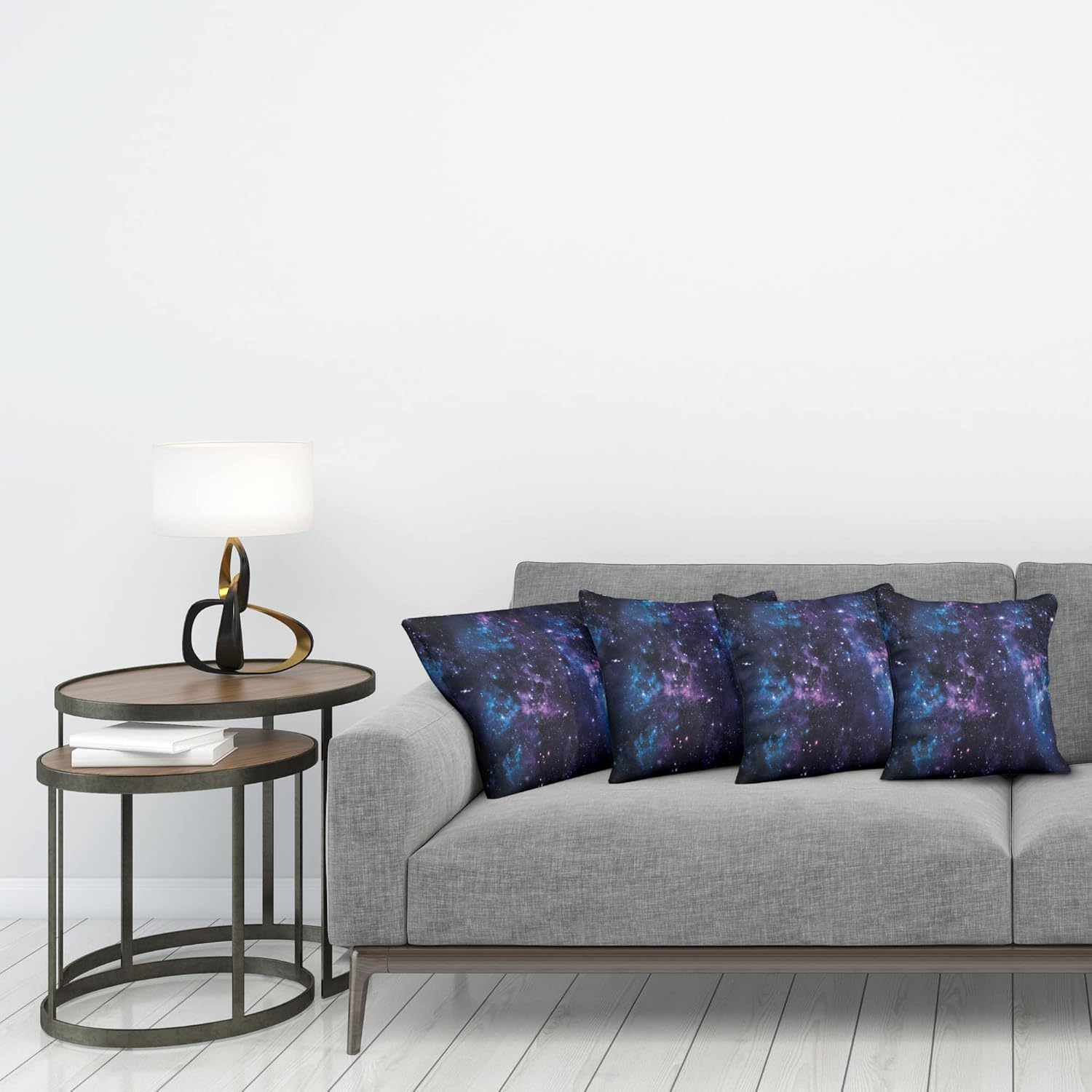 Ambesonne Paquete de 4 fundas de cojín espaciales, diseño de cielo místico, cúmulos de estrellas, cosmos, nebulosa, paisajes celestiales, obras de